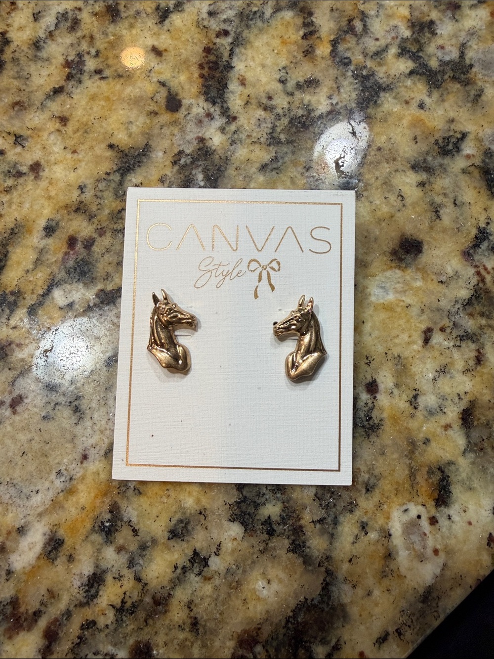 Gold Horse Head Stud Earrings